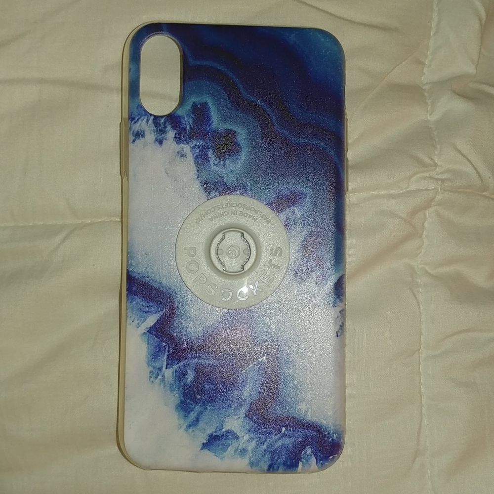 Iphone xs case blue marble pattern